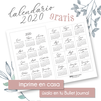 calendario imprimible para bullet journal