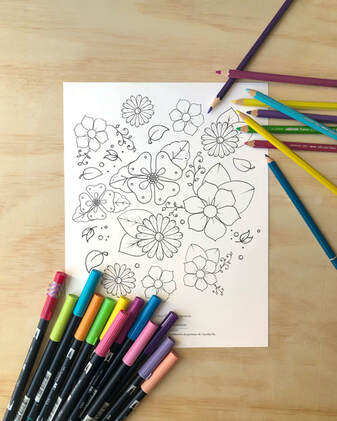 free Coloring page hoja para colorear flores