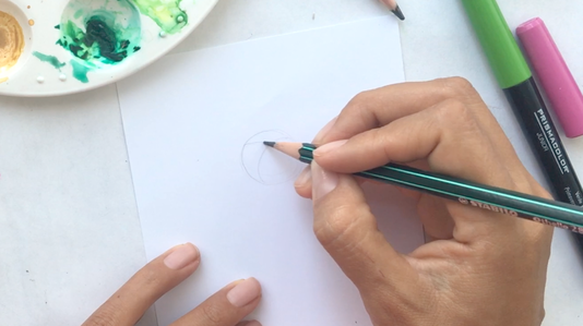 Como dibujar una peonia con brush pens paso 1