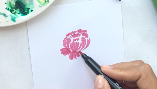 Como dibujar una peonia con brush pens: pétalos