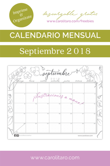 Calendario Septiembre 2018 para imprimir